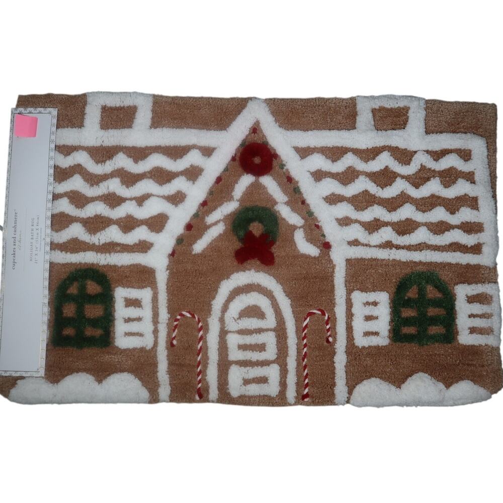 Cupcakes & Cashmere Gingerbread House Bath Rug Mat NWT